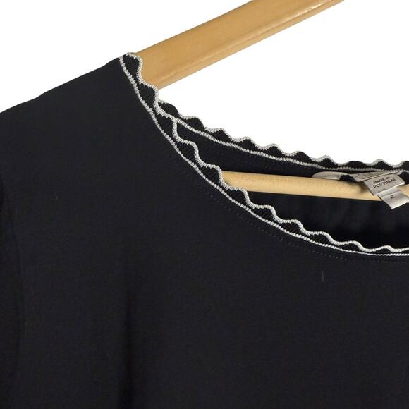 L.K. Bennett Adalyn Black Short Sleeve Boxy Crewneck Knit Top Size XL - Picture 7 of 12